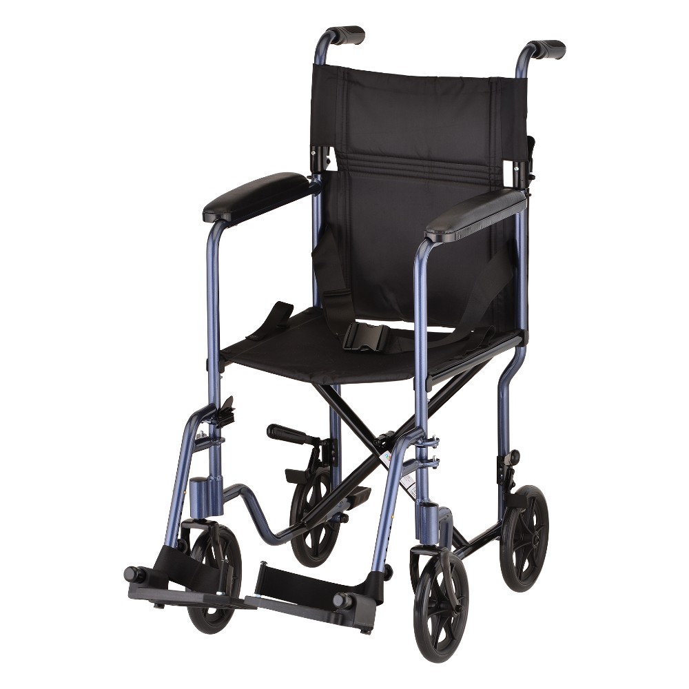 17"  (Seat Width) Lightweight Transport Chair Blue